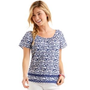 Vineyard Vines Salt Island Tile Blouse Medium